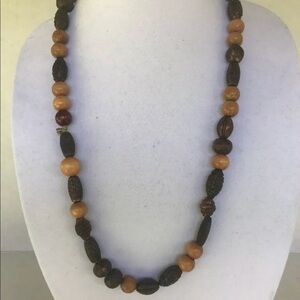 Chic Beaded Necklace in Brown and Tan
